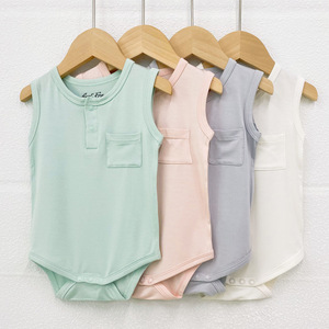 Pagliaccetto della canotta del bambino personalizzato dei vestiti organici del bambino della viscosa di bambù - Product Image 1