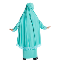 Robe de prière musulmane traditionnelle pour enfants, ensemble 2 pièces Khimar Jilbab Abaya, haute qualité, dentelle modeste, robes musulmanes pour filles