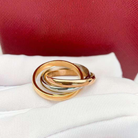 Bague tendance en acier inoxydable trois couleurs avec diamants, design de marque Fashion Cart, pour femmes et hommes