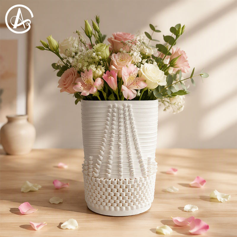 ARM LVG Wholesale Modern White Ceramic Vasex Mixed Texture Basket Weave ...