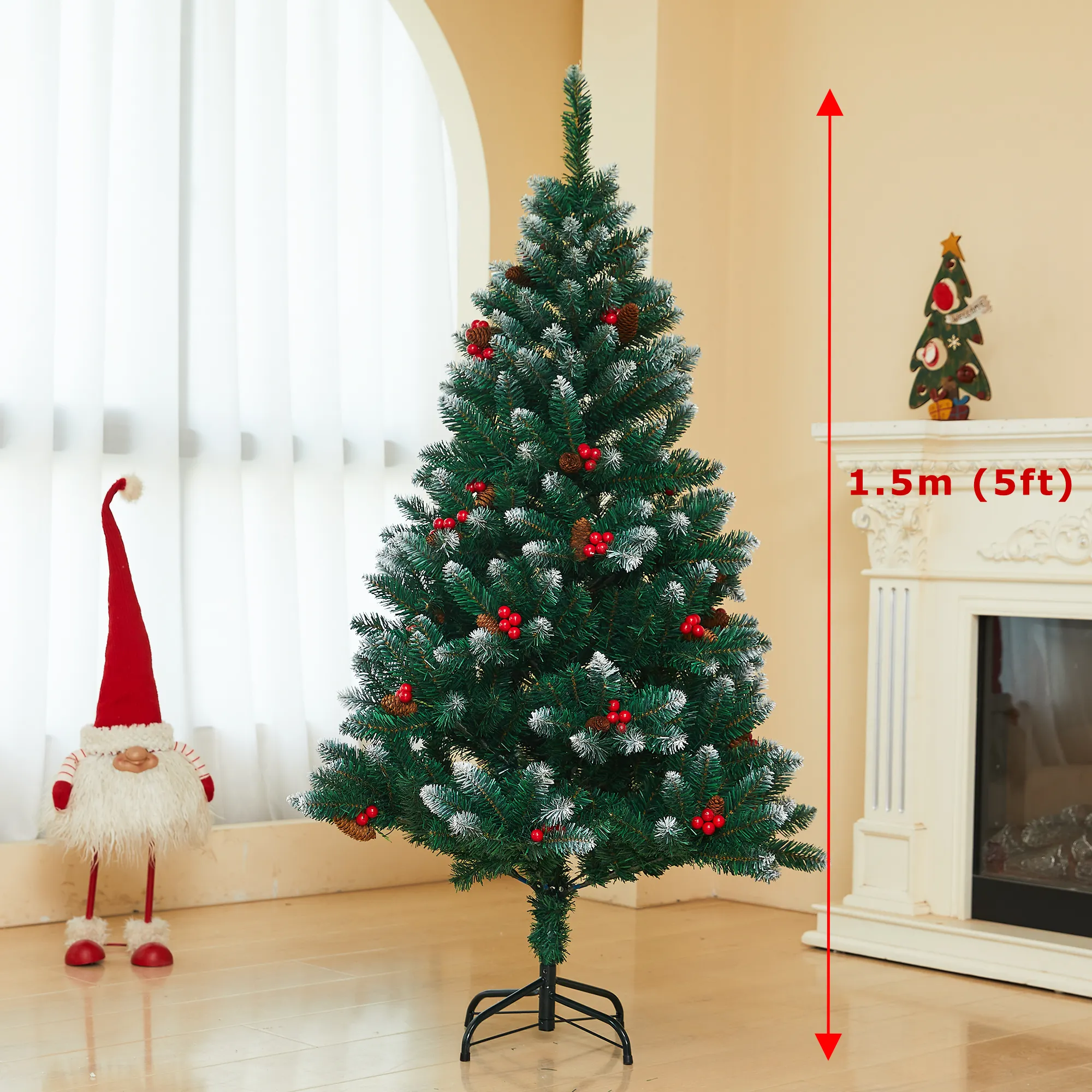 Árvore de Natal nevado tingida com pontas do PVC, árvore artificial original envolvida para o uso comercial residencial, casa, família