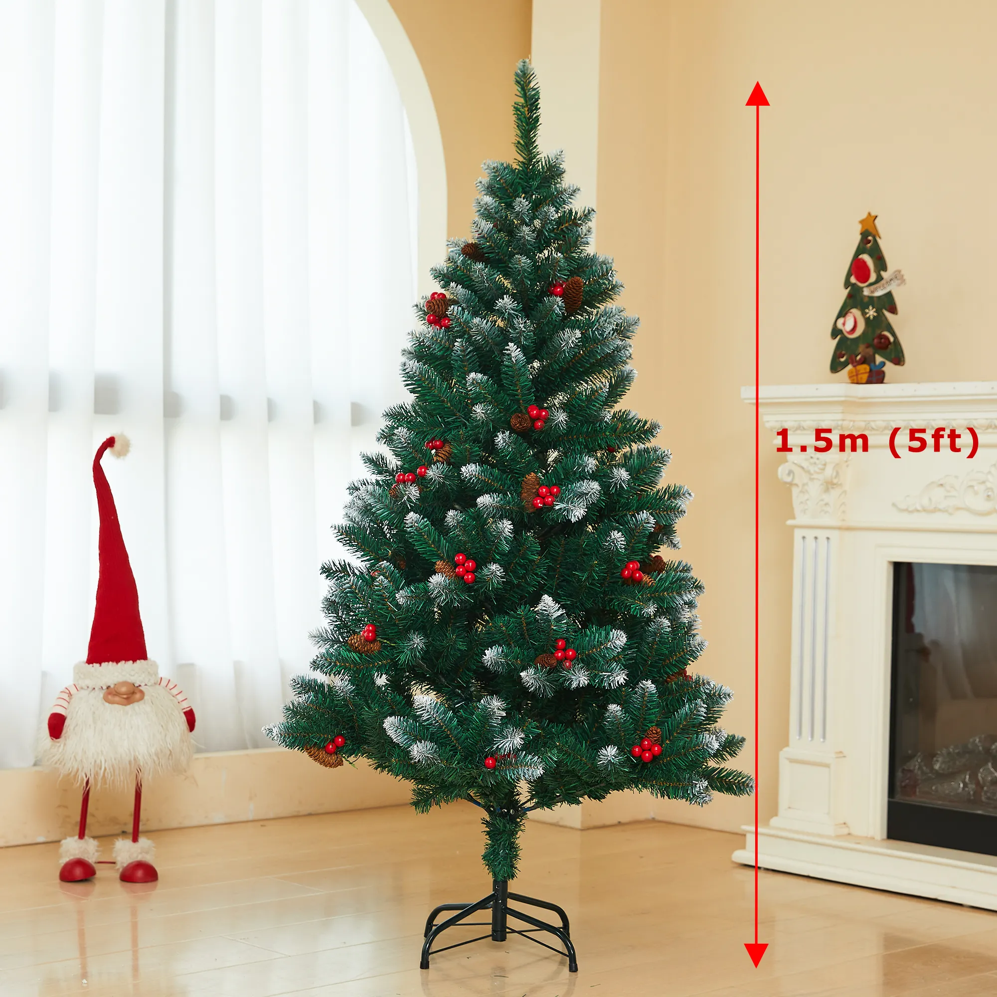 Albero di natale innevato tinto con punte in PVC, albero artificiale unico avvolto per uso commerciale residenziale, casa, famiglia