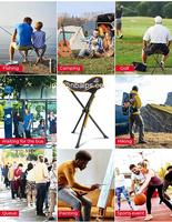 Vente en gros d'usine Fer Acier Ultraléger Pêche Camping Portable Facile à transporter Portable Tabouret pliant à 3 pattes