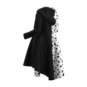 Déguisement de luxe pour adolescentes, déguisement féminin, cocktail, cosplay, fête, robe noire et blanche, dalmatien, robe de <span class=keywords><strong>Cruella</strong></span>, manteau pour Halloween - Product Image 3