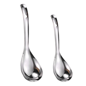 Cuillère à soupe en métal de qualité alimentaire 304 en acier inoxydable Cuillère à riz à long manche en argent pour buffet de restaurant - Product Image 5