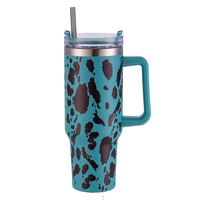 Entrepôt USA RTS 40 OZ Sport Tumbler Sublimation Blanks H1.0 Lait Vache Motif Impression 3D Poignée En Acier Inoxydable Voyage Tasse Tasse