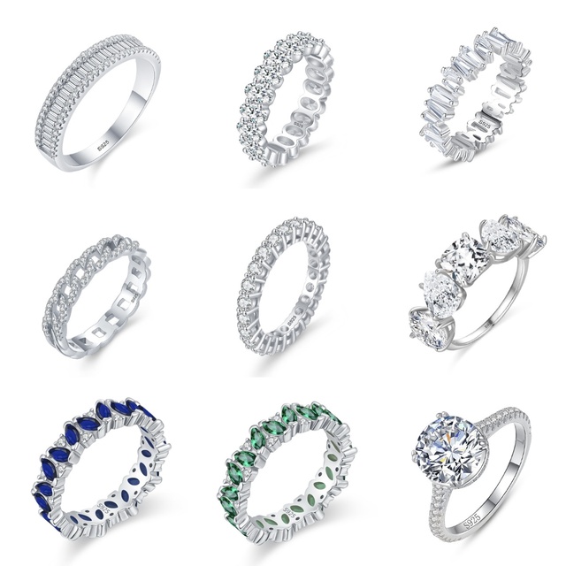 SPJ Trending S925 Sterling Silver Luxury Ring Stackable Band 5A Cubic Zirconia Pave Ring Minimalist Fashion Jewelry for Women