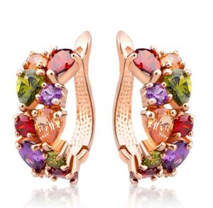 Boucles d'oreilles à clip Mona Lisa plaqué or multicolore CZ Cluster pour femme - Product Image 1