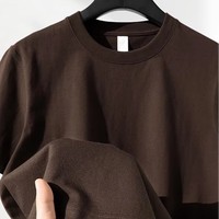Kaos Pria 280g Katun Murni Berat, Kerah Bulat Hitam Putih Polos Lengan Pendek Gaya Jepang Unisex Longgar Bernapas