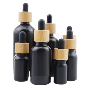 Chai Tinh Dầu Dưỡng Tóc Mỹ Phẩm Rỗng 30 Ml <span class=keywords><strong>1</strong></span> Oz Chai Nhỏ Giọt Thủy Tinh Màu Đen Mờ 30 Ml Có Nắp Tre - Product Image 2