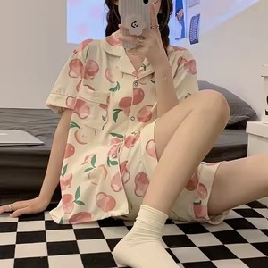 Cárdigan de algodón de verano para mujer, conjunto de pijama holgado de manga corta para el hogar, cómodo vestido de noche de LICRA, suministro ODM - Product Image 4