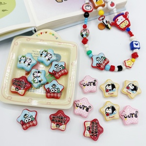 Perles acryliques en forme d'étoile style coréen, imprimées avec motif Pingu, perles de 4 mm pour chaîne de téléphone, porte-clés, bricolage - Product Image 3
