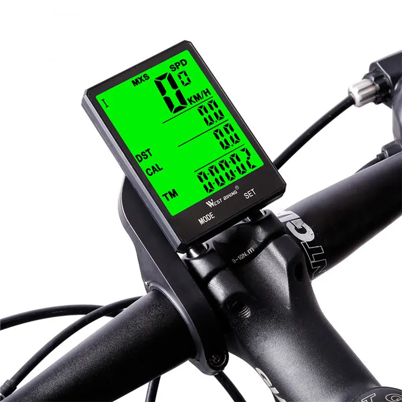マウンテンバイクワイヤレスコードメーター大画面英語防水発光自転車走行距離計