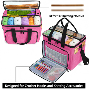 Ensemble sac et fourre-tout au crochet, sac en fil pour crocheter, sac fourre-tout pour crocheter, organisateur de crochets, porte-fils pour les amateurs de crochet, sac à tricoter - Product Image 5