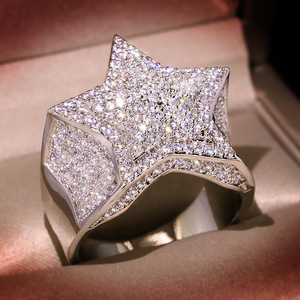 Hip Hop Micro Pave Cubic Zirconia Star Ring Fashion Five Pointed Star Men Ring Trendy Male <b>Accessories</b> Jewelry Wholesale - Product Image 5