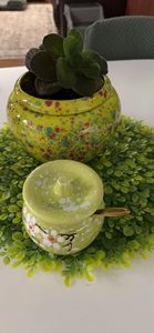 <span class=keywords><strong>Sucrier</strong></span> en céramique avec couvercle, poivre en céramique sucre sel saisons debout, pot et cuillère avec maison et cuisine - Product Image 6