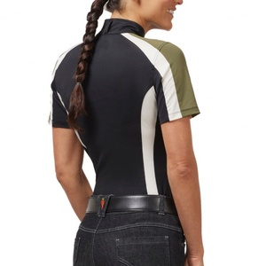 UPF+ 40 Sun Protection Horse Riding Short Sleeve Stretchy T Shirts Quarter <b>Zip</b> Tight Horseback Shirts Equestrian Clothing - Product Image 2