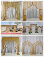 Arche en acier inoxydable doré de style islamique personnalisée pour la décoration de scène de mariage, mobilier de luxe pour événements et fêtes