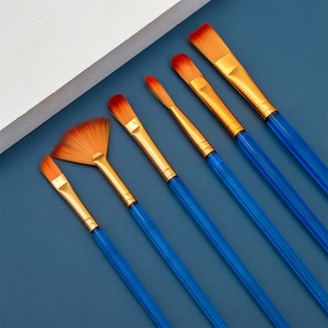 Ensemble de 6 pinceaux pour peinture à l'huile et à l'<span class=keywords><strong>aquarelle</strong></span>, manche en plastique, <span class=keywords><strong>kit</strong></span> d'outils de peinture en stock, vente en gros - Product Image 3
