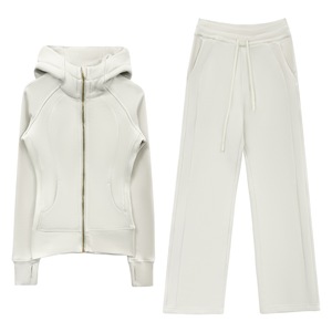 <span class=keywords><strong>Ensemble</strong></span> sweat à capuche doublé polaire Luludarling avec fermeture éclair dorée et pantalon taille haute à jambes larges pour <span class=keywords><strong>femme</strong></span> – Chaud, <span class=keywords><strong>d</strong></span>écontracté et amincissant - Product Image 5
