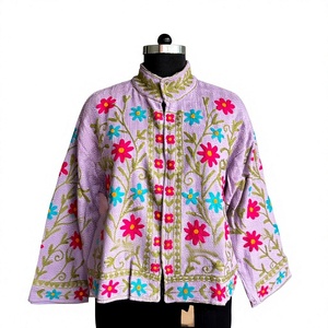 เสื้อแจ็คเก็ตผ้าฝ้ายปักลายดอกลาเวนเดอร์สไตล์วินเทจสำหรับฤดูร้อน ODM - Product Image 1
