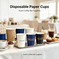 Gobelets en papier ondulé jetables personnalisables avec logo, gobelets en papier isolés pour la restauration et les événements