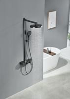 Ensemble de douche mural gris de luxe Grand stockage Pluie sous pression en acier inoxydable Kit de douche mural de qualité supérieure