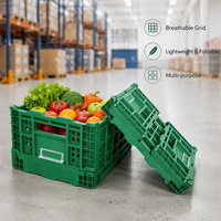 Caisse en plastique durable pliable et empilable, panier de rangement en maille de qualité alimentaire, bac de rangement empilable