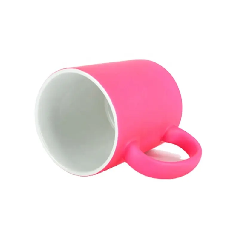 네온 핑크 컬러 커피 머그잔 세라믹 승화 일반 11oz 저렴한 식기 머그잔 컵 도매
