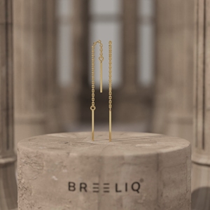 Pendientes de Oro Amarillo de 14K BREELIQ, Pendientes de Cadena Colgantes Abstractos Únicos, Pendientes Sui Dhaga, Joyería Fina - Product Image 2