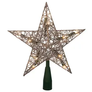 圣诞树顶部 9 英寸电线包裹银色星光灯圣诞树顶部闪光星星装饰圣诞树室内家居