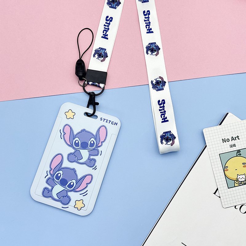 Lovely Cartoon Stitch Card Case Cover ID Name Badge Student Card Holder Anti-Lost Lanyards Custom Pattern Plastic Card Cases Image 5