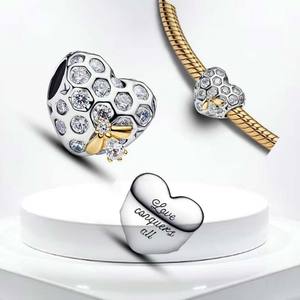 Colgante Romántico de Plata de Ley 925 con Forma de Corazón, <span class=keywords><strong>Mariposa</strong></span> y Hongo, para Pulseras y Collares DIY, Regalo de Cumpleaños para Mujer - Product Image 5