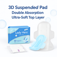 LadyHero Vente en gros de serviettes hygiéniques jetables respirantes super absorbantes pour flux abondant, fabricant de serviettes hygiéniques en coton