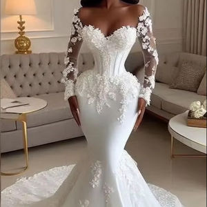 S0042F Vestido de Novia Sirena Novedad 2026 para Novia Africana con Top de Tubo de Encaje con Cuentas y Falda Larga de Cola de Pez para Fiestas de Verano - Product Image 1