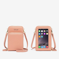 2021 Macaron Fashion wanita kulit PU dompet tempat kartu pendek ritsleting huruf penutupan dapat disentuh dompet ponsel tas bahu