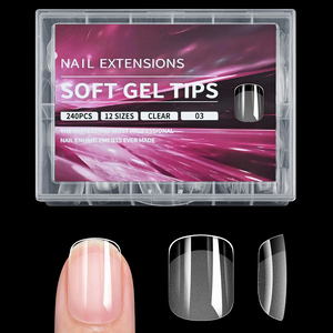 240 capsules d'<span class=keywords><strong>ongles</strong></span> artificiels en gel souple, forme amande, semi-mates, style French Coffin, couvrance totale, pour extension - Product Image 5