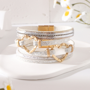 2025 New Hot Selling Hand-Woven <b>Leather</b> <b>Bracelet</b> With Alloy Magnetic Buckle Bohemian Multi-Layer PU <b>Bracelet</b> for Women - Product Image 6