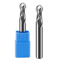Fraise à queue sphérique HRC55 à 2 dents en acier au tungstène, fraise spirale en carbure pour aluminium et cuivre, ODM OEM PTHK