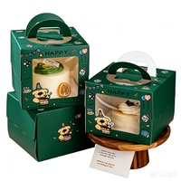 Scatola per Pasticceria e Dolci con Stampa Logo Personalizzata, Scatola per Torta di Compleanno con Finestra Trasparente in PET, Confezione Regalo Portatile per Festività