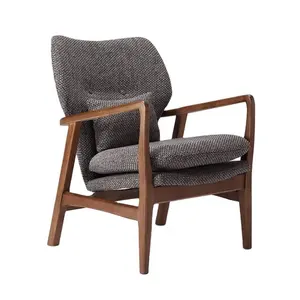 Гостиничное кресло в американском стиле для кафе, деревянные одиночные стулья для отдыха, стулья для гостиной, диваны с тканевой обивкой