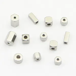 S1146 Hochwertige Edelstahl-Sechskantrohr-Rechteck-Schmuck perlen für die Herstellung von Armband schmuck