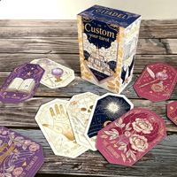 Cartes de tarot hexagonales éducatives personnalisées, boîte rigide, estampage à chaud doré, guide d'entertainment personnalisé, jouet éducatif en papier