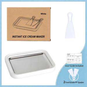 Machine à glaces roulées et yaourt glacé en acier inoxydable, plaque froide instantanée, outil en métal pour glaces molles, pâtisserie et cuisson - Product Image 1