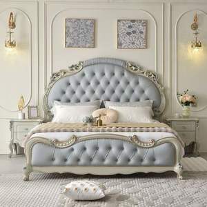 เตียงไม้แบบมีโฮลสเตอร์เตียงขนาดคิงไซส์สไตล์ยุโรปเบาหรูหราทันสมัยดีไซน์ใหม่ล่าสุด - Product Image 2