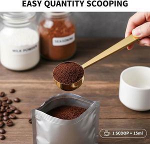 Cuchara Medidora de Café de Acero Inoxidable, 15 ml, 2 en 1, con Clip para Cerrar Bolsas, para Accesorios de Cocina - Product Image 4