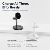 Chargeur sans fil magnétique pliable flexible 3-en-1 15W avec PD Type-C pour téléphone portable, montre intelligente et écouteurs