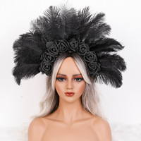 Accessoire de tête en plumes pour cosplay d'Halloween transfrontalier, bandeau, fête dansante, accessoire de tête amusant, couronne, accessoires de carnaval