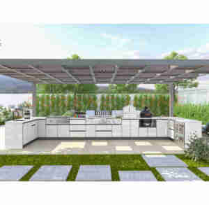 2025 dorenefot vendita Premium pietra cucina all'aperto isole con Built-In barbecue Grill e copertura integrata per giardino squisito - Product Image 5