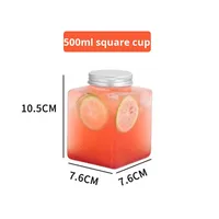 Bouteille de boisson en plastique de 500 ml en gros personnalisée, gobelet en plastique avec bouchon en aluminium, bouteille de jus en plastique carrée, bouteille de lait en plastique, jus de fruits